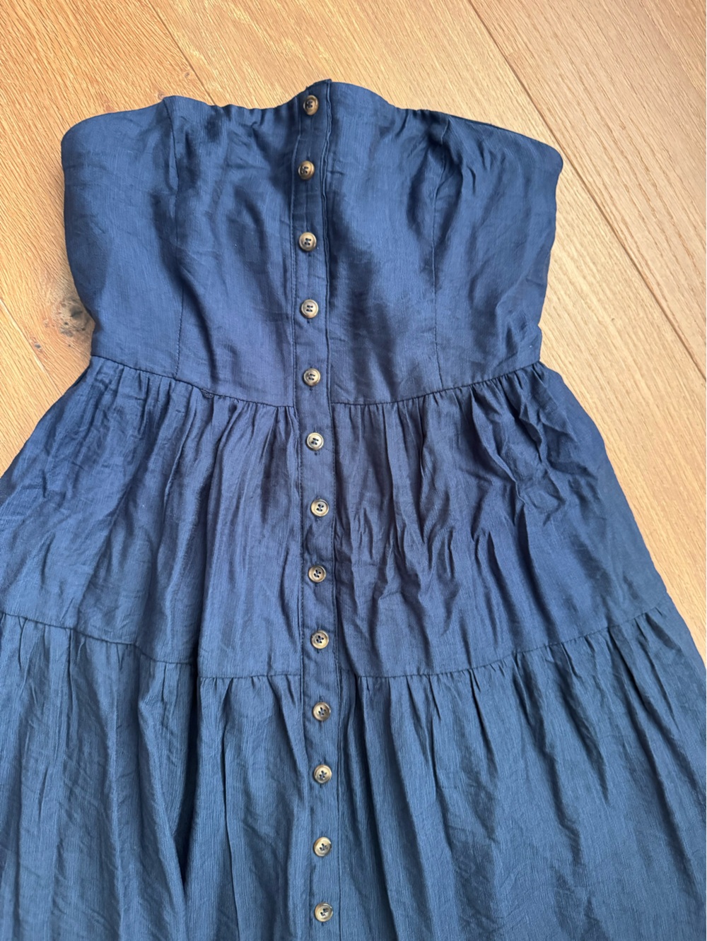 NEW Lulus navy blue strapless dress small